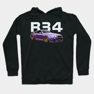 JDM CAR R34 bnr34 V-SPEC Midnight Purple III v-spec Hoodie